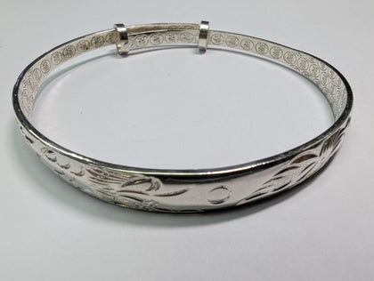 SILVER 925 PATTERNED ADJUSTABLE BANGLE PRESTON STORE