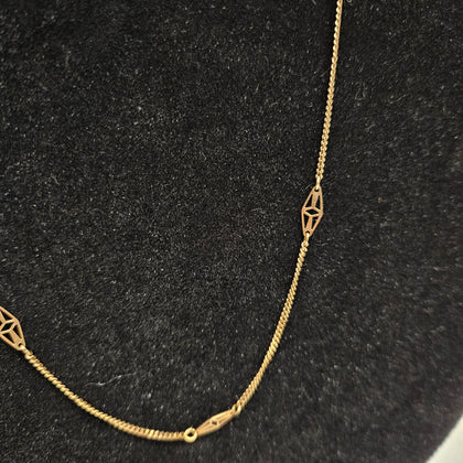 9ct Yellow Gold Station Necklace
