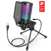 FIFINE Ampligame USB Microphone with Volume Dial, Mute Button & RGB For Streaming On PC/Laptop/PS4/5, US / Black
