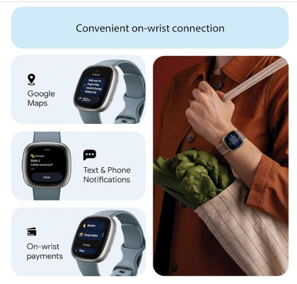 Fitbit Versa 4 Waterfall Blue/Platinum 24mm