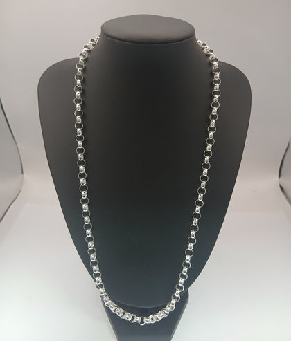 new silver chain belcher , weight 37.0g lenght 24