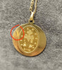 14ct Yellow Gold Virgin Mary Pendant on 21" Anchor Chain Plus Double Heart Pendant