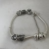 Pandora Bracelet with 6 Charms (Family Love Heart Charm x 2, Happy Birthday Charm, Love Heart Charm, & Others), 925 Silver & 35 Grams, Size: Length 8"