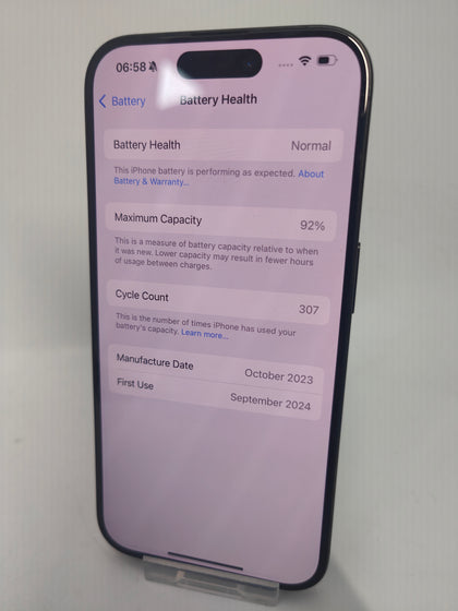 Apple iPhone 15 Pro - 128 GB - Black Titanium B/H 92%
