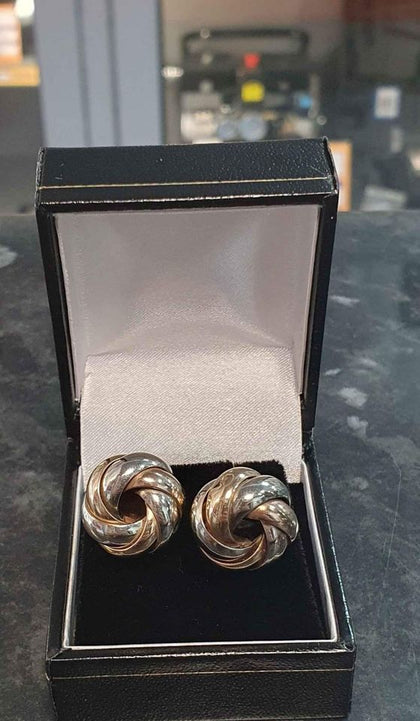 9ct Yellow Gold 3 tone Knot Stud earrings - 5.1g