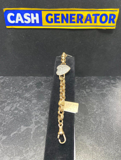 9ct Gold Baby Belcher C/Z Heart Bracelet 14.4g