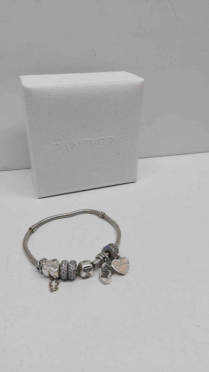 Pandora (ALE 925) Silver Charm Bracelet With 5 Charms And 1 Saftey - 8