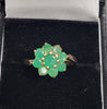 9ct Yellow Gold Ring With Green Stones - 3.2G - Size P. Hallmarked