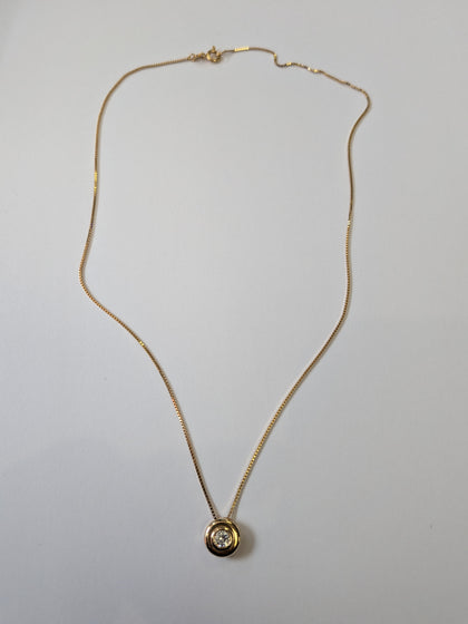 14ct Gold Necklace &  Cz Eye Pendant