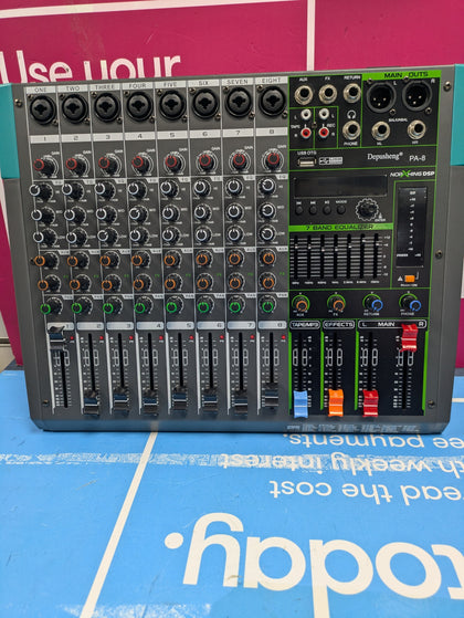 Professional Audio Mixer Depusheng PA8 8 Channel Sound Board Console DJ Mixing Desk System Interface