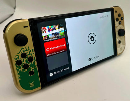 NINTENDO SWITCH OLED TEARS OF KINGDOM EDITION, 64GB, BLACK CONTROLLER & WHITE MOTIONCONS, BOXED