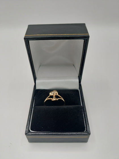 9k Gold snoopy dog Ring size L 1.0G weight Hallmarked(375)&Tested