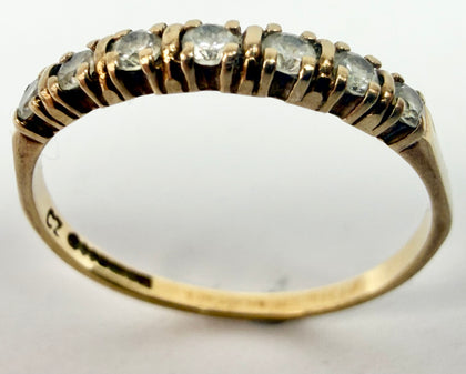 9ct Yellow Gold Eternity ring with CZ Stones size O 1/2