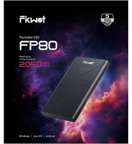 Fikwot FP80 External SSD 500GB, Portable SSD, Up to 2050MB/s, USB 3.2 Gen2x2 External Solid State Drives,Compatible with Smart TV, PS5/PS4(Pro),