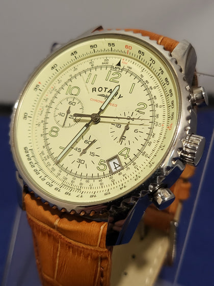 Rotary Men's Military Brown and Cream Chronograph Watch. GS03447/08
