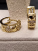 14ct Gold Pave Heart Design Huggie Hoop Earrings
