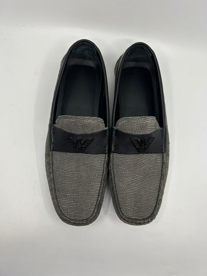 Emporio Armani Textured Slip On Loafers - Grey - UK Size 9