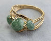 9ct Gold Ring Green Stones Size "N"