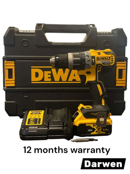 DEWALT DCD796 18V XR Brushless Combi Hammer Drill with 1 x 5.0Ah Battery and Charger