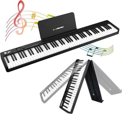 **Black Friday Sale** Veetop 88 Key Folding Keyboard Piano with Bluetooth, MIDI & Rechargeable Battery