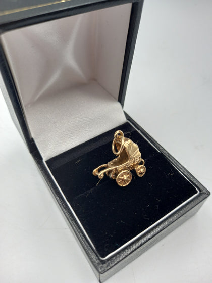 9CT Gold PRAM Pendant, Hallmarked & Tested, 3.33g Total Grams
