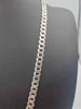 925 Sterling Silver Curb Chain Necklace With Shield Fob Pendant - 41.33 Grams - 22" Long