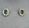 9ct gold earrings, green and cz stones
