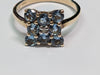 9ct Gold Ring with Turquoise Coloured Stones - Size N 1/2