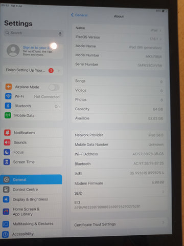 Ipad 9th Gen 64GB wifi and cellular