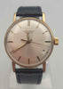Vintage Longines Mens 9ct Gold Watch With Black Leather Strap & Original Box And Papers, *HAS A PERSONALISED BACK PLATE*