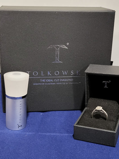 Tolkowsky Platinum Ring with 0.16ct Diamond - Size I - 3.85g