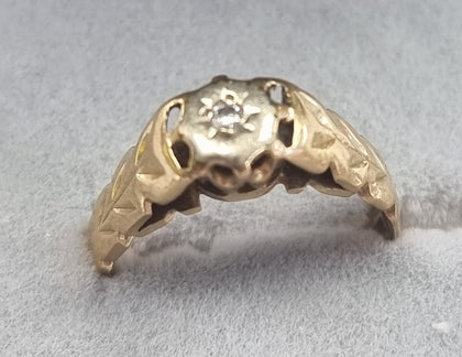 9ct Yellow Gold Diamond Ring Size K1/2