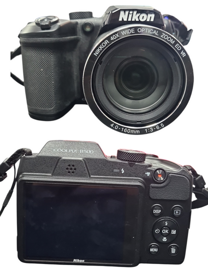 Nikon Coolpix B500 Camera, 16MP With 40x Optical Zoom, Unboxed With strap & Attached Lens Cover, Black