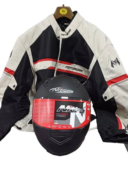 Motoroar Cordura Bike Jacket & Nitro N302 Racing Helmet