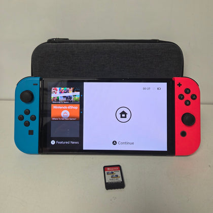 Nintendo Switch OLED - Neon Blue/Neon Red & 1 Unboxed Game