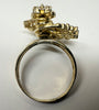 14ct Yellow Gold Leaves & Flower CZ Pyramid Rotating Ring Size R