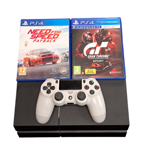 Playstation 4 Console, 500GB Black comes with Gran Turismo Sport and Need for Speed Payback games