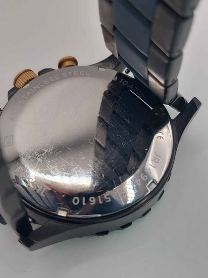 Fossil JR1494 Men's Chronograph Watch, Navy Blue Stainless Steel Watch, Unboxed