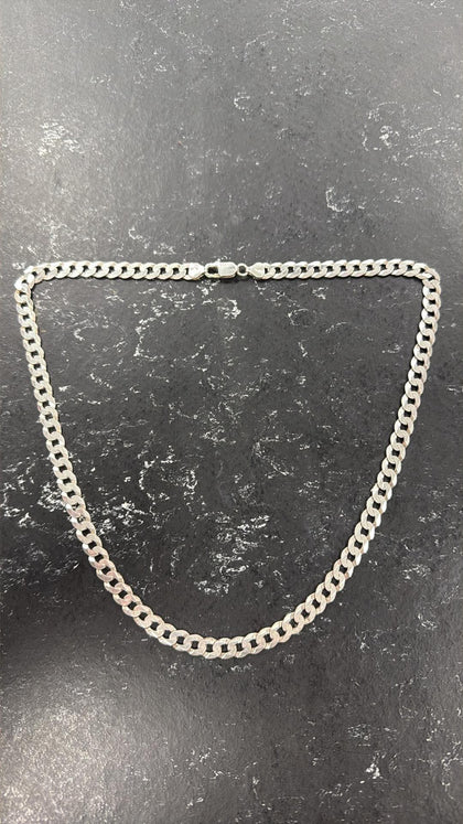 925 Silver 34g Solid curb chain 22