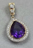 9ct Gold Purple/Clear Pendant