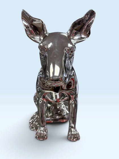 50CM CHROME BULL TERRIER statue