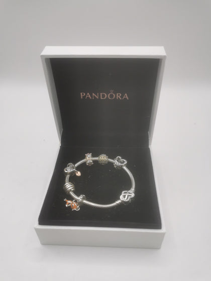 Pandora Bracelet with 6 charms Hallmarked(ALE) Boxed
