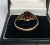 9Ct - Yellow Gold Ring With Red Stone - 2.45g - Size S. Hallmarked