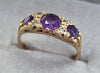 9ct Gold Ring Purple/Clear Stones Size "O"