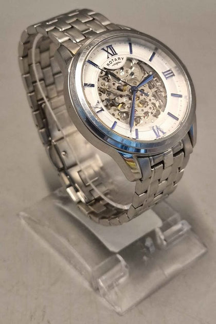 ***SALE*** Rotary Men's Skeleton Stainless Steel Bracelet Automatic Watch GB03095/53.