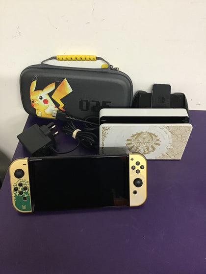 Nintendo Switch OLED - Tears of the kingdom edition with Pikachu hard case.