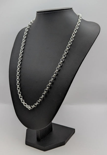 925 HALLMARKED SILVER, BELCHER CHAIN WITH LOBSTER LOCK, 24