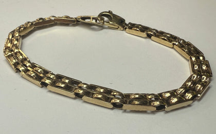 9ct Yellow Gold Flat Cage Bracelet 8