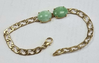 14ct Gold & Jade Bracelet 7.5