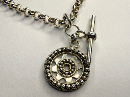 Sterling Silver Belcher Chain with T-Bar Pendant 18”